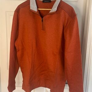 NWOT Bugatchi Burnt Orange Quarter-zip Sweater w/ Nylon Shoulder Accents